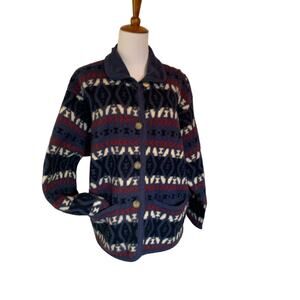 Laura Ashley vintage cardigan wool, blue red, white